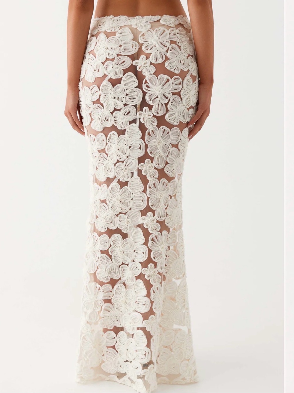 Peppermayo White Floral Crochet Maxi Skirt - Picture 3 of 3